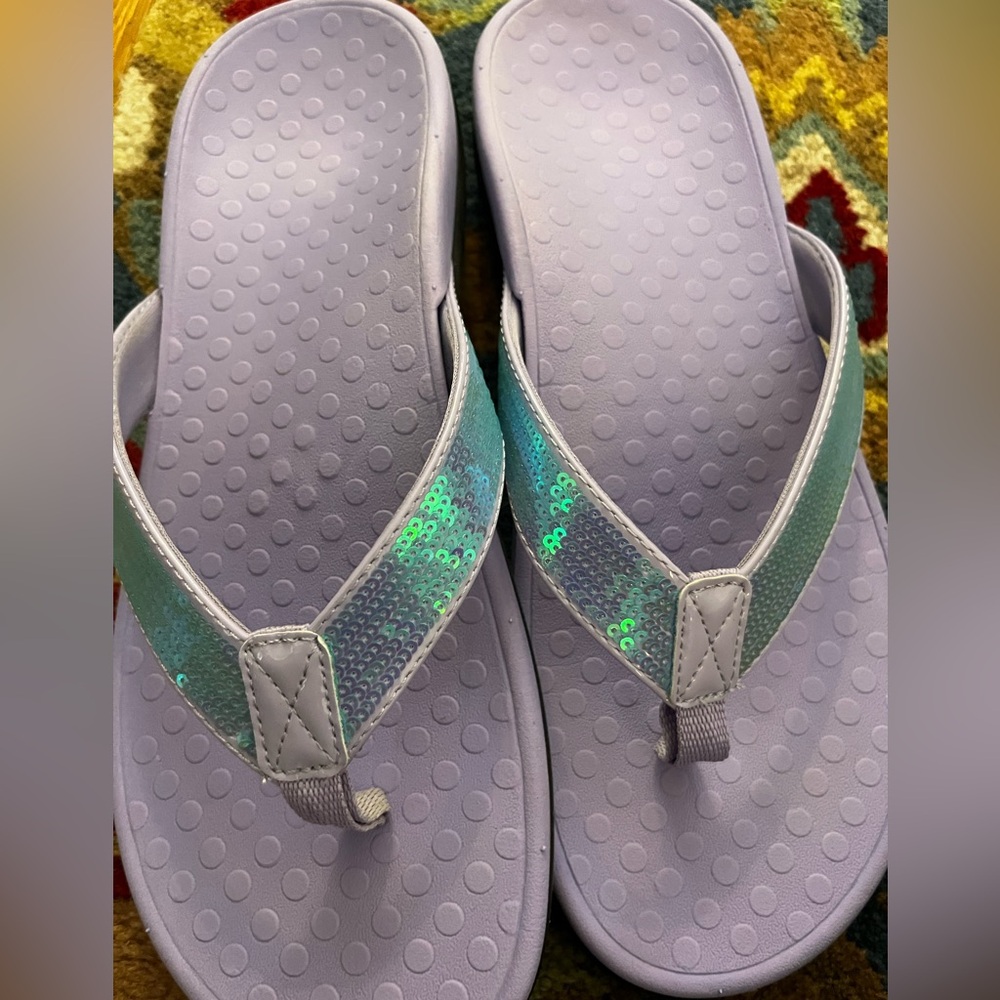 Stylish Lavender Flip Flops with Sequin Straps from Vionic